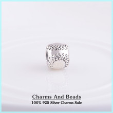 925 Sterling Silver Baseball Thread Charm Beads For Bracelet Jewelry Making Fits Pandora Style Charm Bracelets