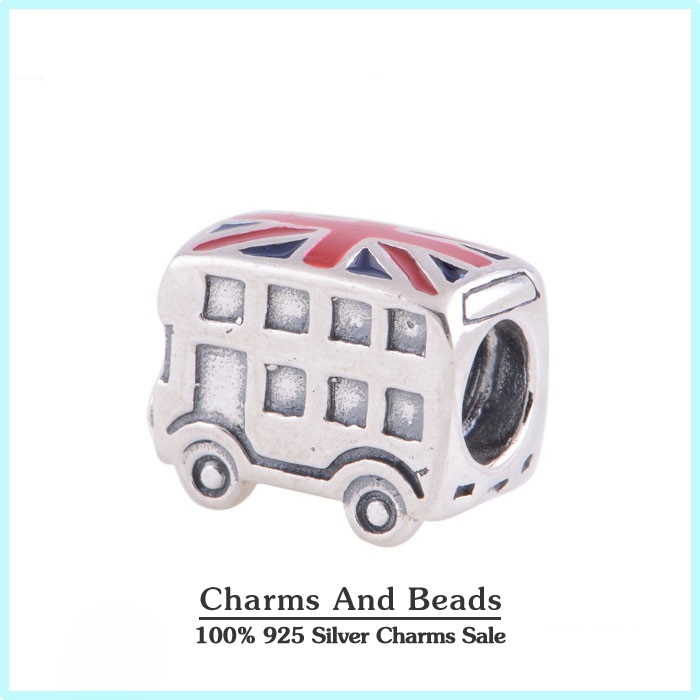925 Sterling Silver London Bus Charm Thread Beads For Bracelet Jewelry Making Fits Pandora Style Charm