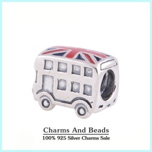 925 Sterling Silver London Bus Charm Thread Beads For Bracelet Jewelry Making Fits Pandora Style Charm Bracelets & Bangles