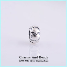 925 Sterling Silver Stars Thread Charm Spacer Beads Fits Pandora Style Charm Bracelets Bangles