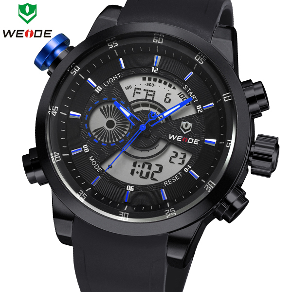 WEIDE Sports Watches Military Watch Waterproof Casual Men LED Back Light Multi function Analog Digital Fashion