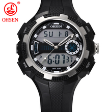 Hombres niños cuarzo exterior vestido ocasional de pulsera relojes analógico Digital LED de alarma fecha día reloj cronógrafo militar
