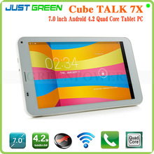 7 Inch Cheap 3G Phone Call Tablet  Phablet Cube U51GT Talk 7X Quad Core Android 4.4 1GB RAM 8GB ROM Dual SIM 2MP Bluetooth GPS
