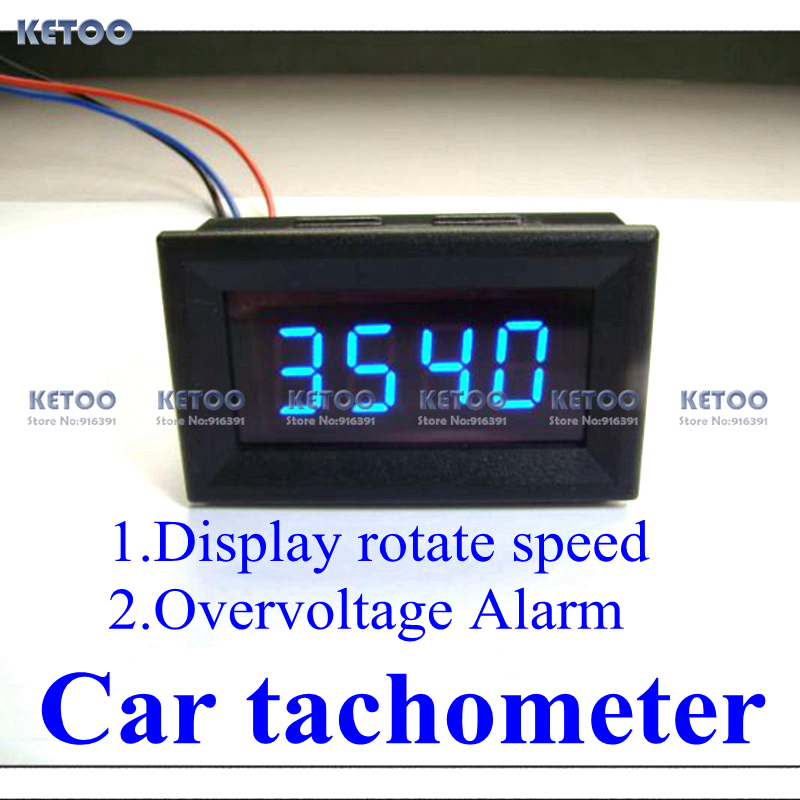 Car-Digital-Tachometer-Tacho-Gauge-Blue-LED-with-Battery-Overvoltage 