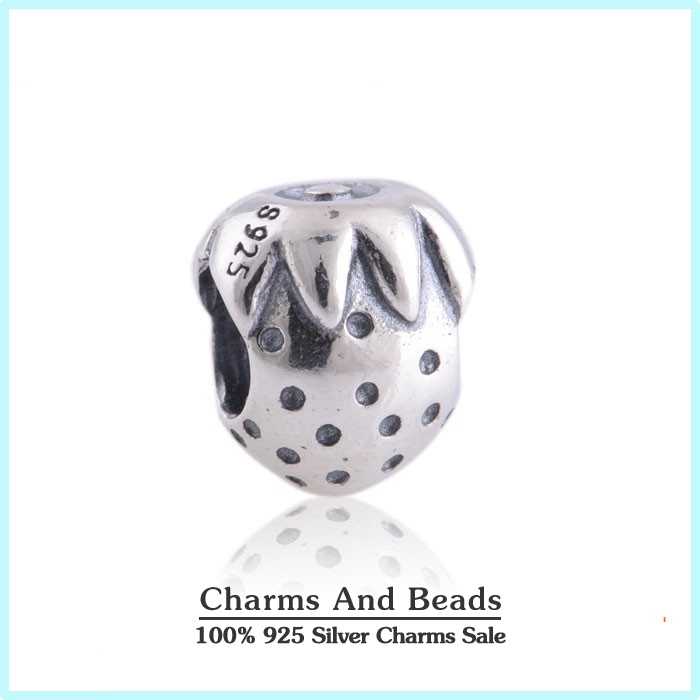 Strawberry 925 Sterling Silver Thread Charm Beads DIY Baby Bracelets Jewelry Making Fits Pandora Style Bracelets
