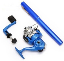 Alloy Pocket Fishing Rod Mini  Pole And Reel with Line Silver Fish Hook Gift For Free Shipping