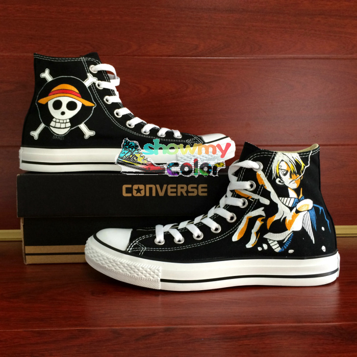 One Piece Sanji Converse All Star Black Sneaker Men Women Hand Painted High Top Shoes