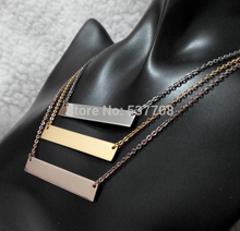 New 18K Rose Gold/ Gold/Silver Stainless Steel ID Bar Pendant Statement Colar Necklace Body Chain Jewelry Necklaces for Women