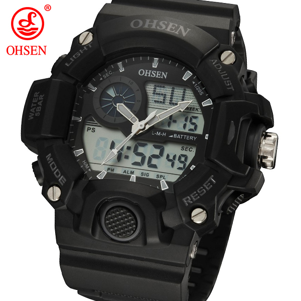 2014 New Fashion Men Multifunction Sports Watches Analog Digital LED Dual Core Quartz Casual Wristwatch Dive