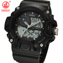 2014 nueva moda hombres multifunción deportes relojes analógico Digital LED Dual Core cuarzo Casual reloj de buceo de natación reloj militar