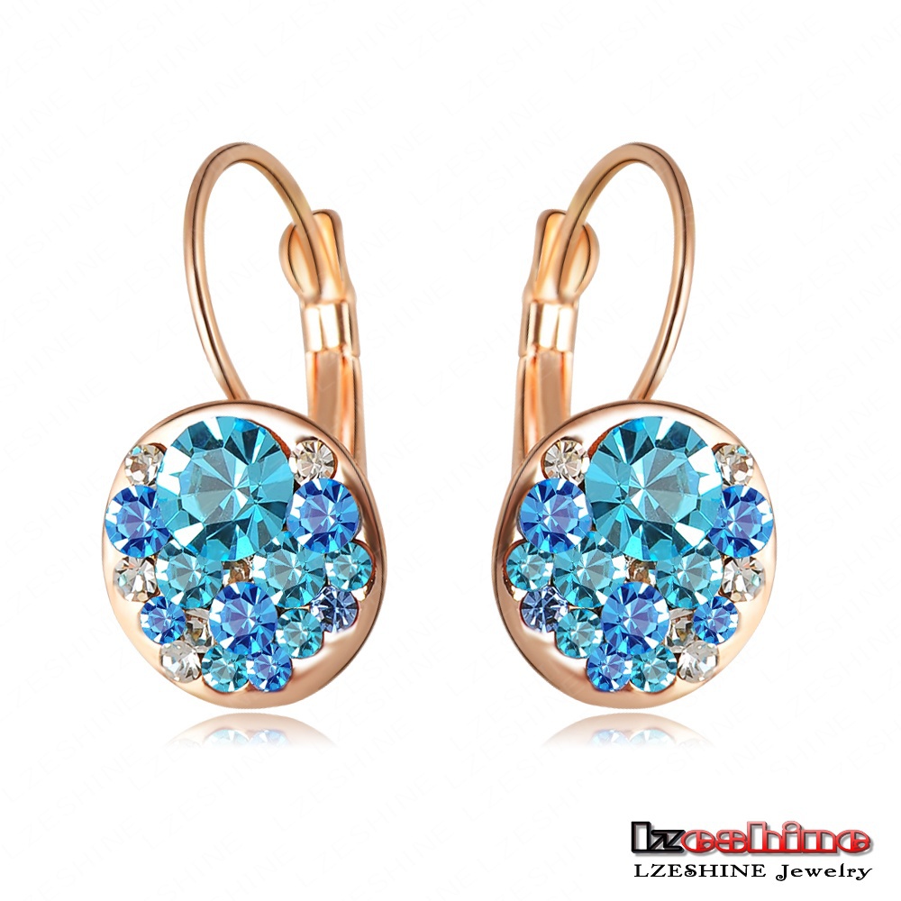 New Fashion Round Earrings Stud 18K Rose Gold Plated With Austrian Crystals Women Earrings Wholesale Jewelry