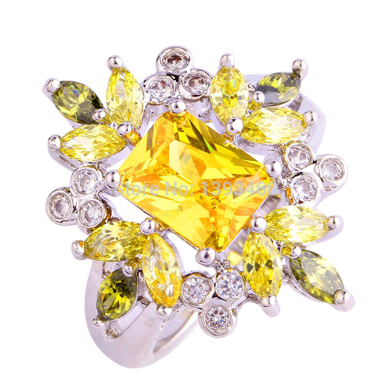 New Fashion Jewelry Citrine 925 Silver Ring Size 7 Vogue Simple Gift For Women Wholesale Free