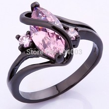 Size 6/7/8/9/10 Black Gold Filled 10KT Pink Sapphire Rings For Women Lady’s Gift Ring Fashion Jewelry E2376