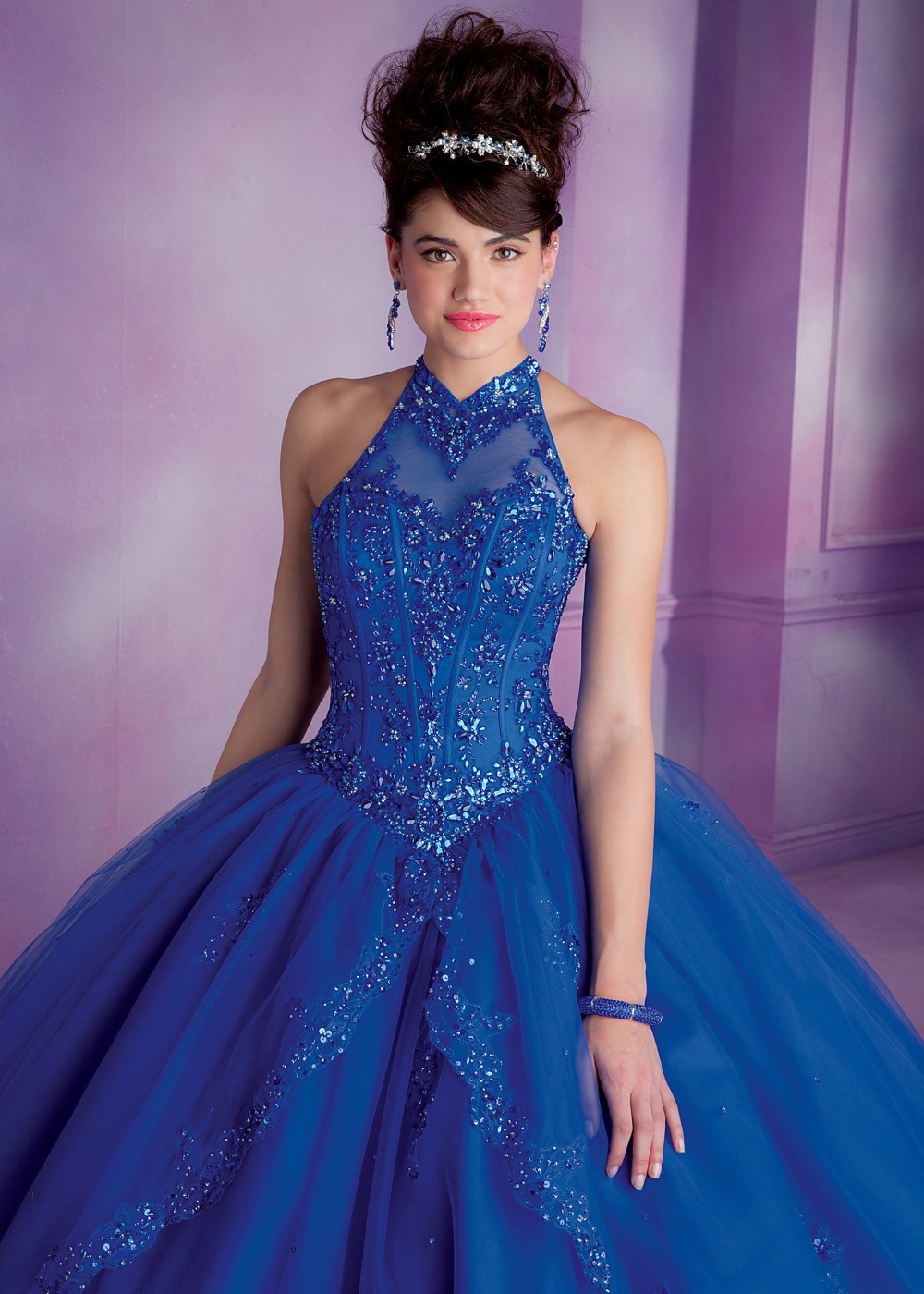 Купить Королевский синий quinceanera платья for15 лет длинних бисером ...