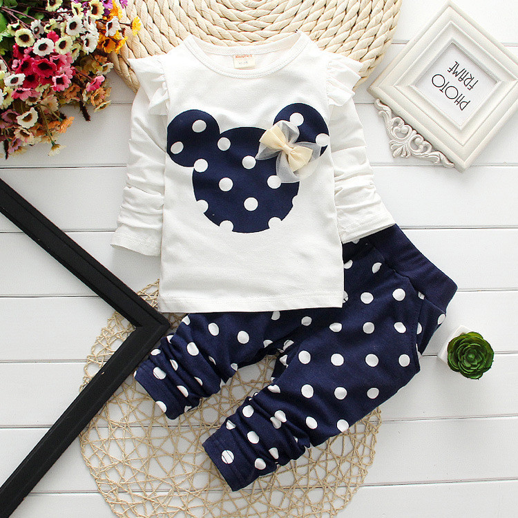 New 2015 Spring Autumn cartoon baby girls clothing sets baby kids clothes set girls clothing set