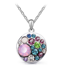 18K Gold Plated Crystal Fashion Jewelry multicolor Round statement collar Pendant fashion necklaces for women 2014