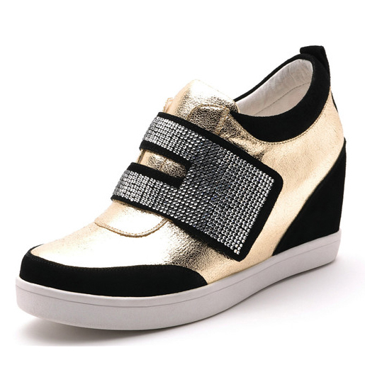 Drop Shipping ankle hidden Wedge Elevator high heels Sneakers Genuine Leather Heel increasing Women size 35