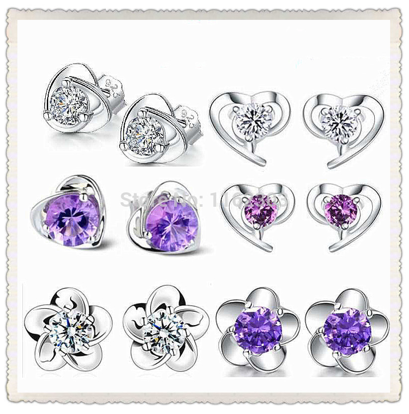 Valentine s day gifts New 2015 earrings for women heart shaped stud earrings sterling silver jewelry