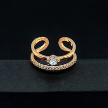 Free Shipping Brand Designer CZ Diamond White Gold Plated Double Zircon Crystal Rings Fashion Jewelry Girlfriend