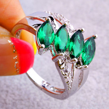Free Shipping Emerald Quartz 925 Silver Ring Size 6 7 8 9 10 11 Delicate New