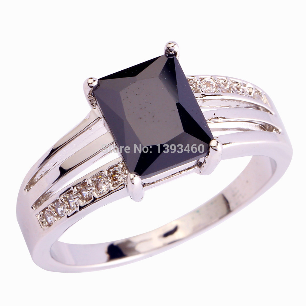 2015 Unique Design Black Spinel 925 Silver Ring Size 6 7 8 9 10 11 12