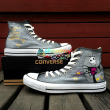 Black Converse Shoes Nightmare Christmas Hand Painted Canvas Sneaker All Star Shoes for Men Women