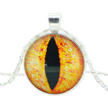 glass cabochon pendant necklace art picture silver color chain necklace vintage eye necklace jewelry fashion women