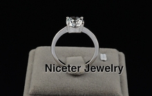 NICETER Oval Ruby Vintage CZ Diamond 4Prong Setting Antique Wedding Rings 18K White Gold Rings For