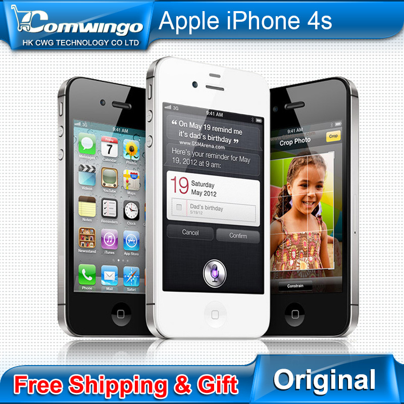 Original Unlocked Apple iPhone 4S phone 16GB 32GB ROM White Black iOS GPS WiFi GPRS Free