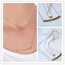 2015 Fashion Necklaces For Woman Curved Bar Gold Silver Necklaces Dainty Necklace Pedants Jewelry Sideways Choker