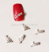 10pc pack Silver LOVE 3D Nail Art Charm Decorations Alloy Glitter Jewelry Rhinestones for Nail Art