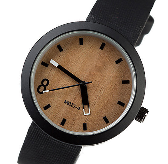 Fashion Black Matte Leather Band Watch For Women Girl Men Wood grain Wristwatch Unisex Factory Outlets