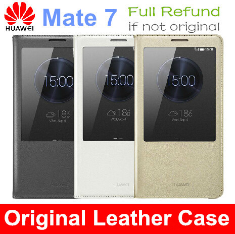 100 Original Genuine Huawei Mate 7 Flip Cover Case with window For Huawei ascend Mate7 Mobile