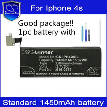 Rechargeable Mobile Phone Battery with Opening Tool Kit for Apple Iphone 4S 1450 mAh Battery HK