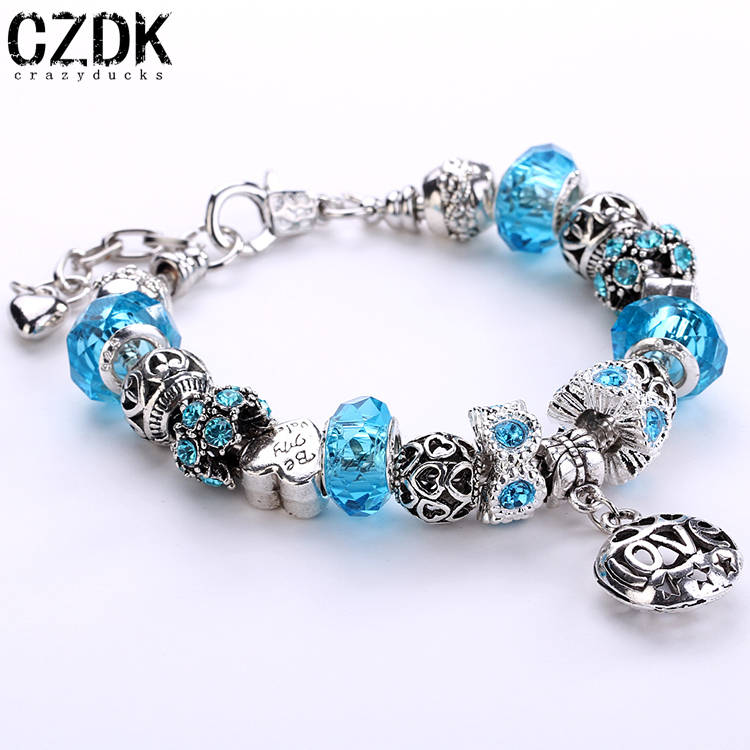 AA 04 Luxury 925 Sterling Silver Daisies Murano Glass Crystal European Charm Beads Fits Pandora Style