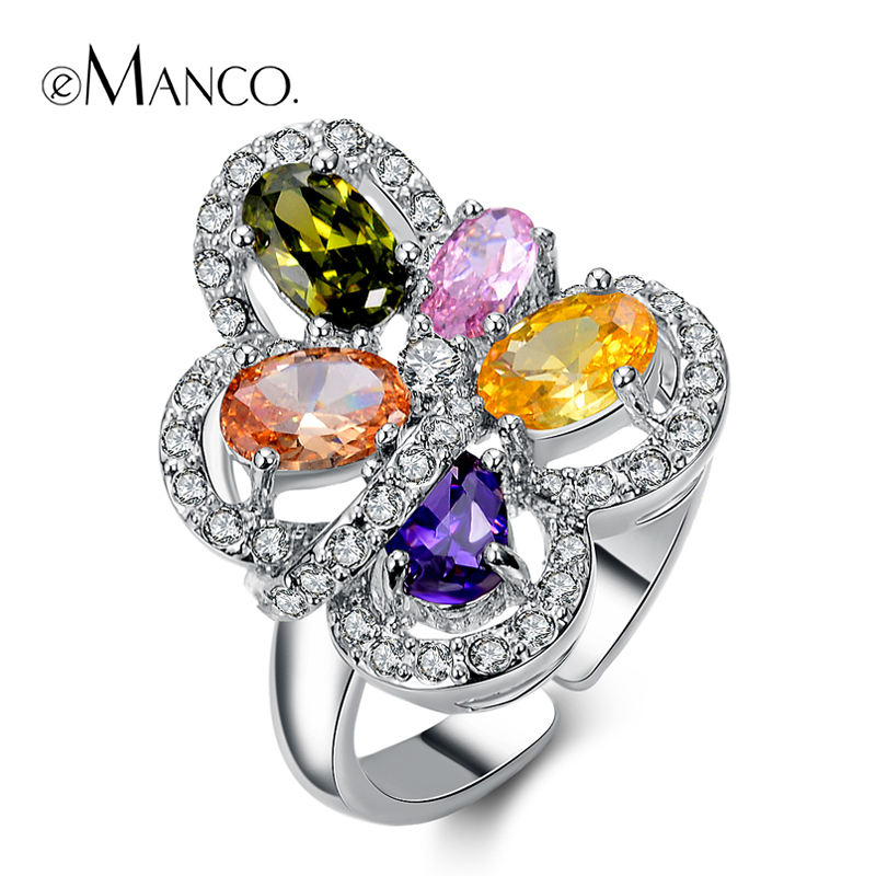 Multicolor crystal ring new style fine jewelry luxury rings for women eManco 2015 high quality wedding