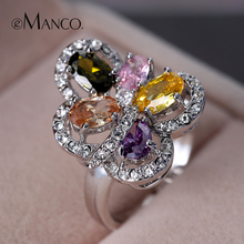 Multicolor crystal ring new style fine jewelry luxury rings for women eManco 2015 high quality wedding