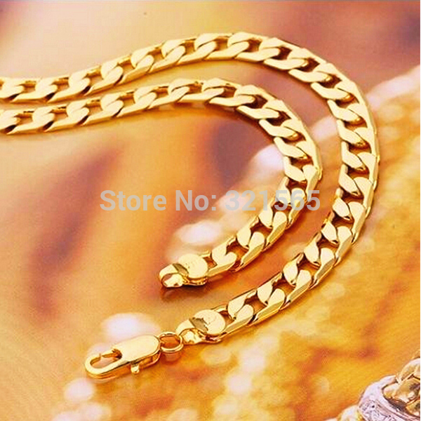 New Fashion Link Chain Heavy 14K Real Yellow Gold Filled Necklace Curb Splendid Jewelry Best Wholesale