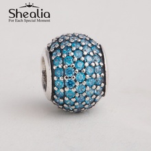 2014 new pave rhinestone ball charm beads authentic 925 sterling silver jewelry findings fits pandora style
