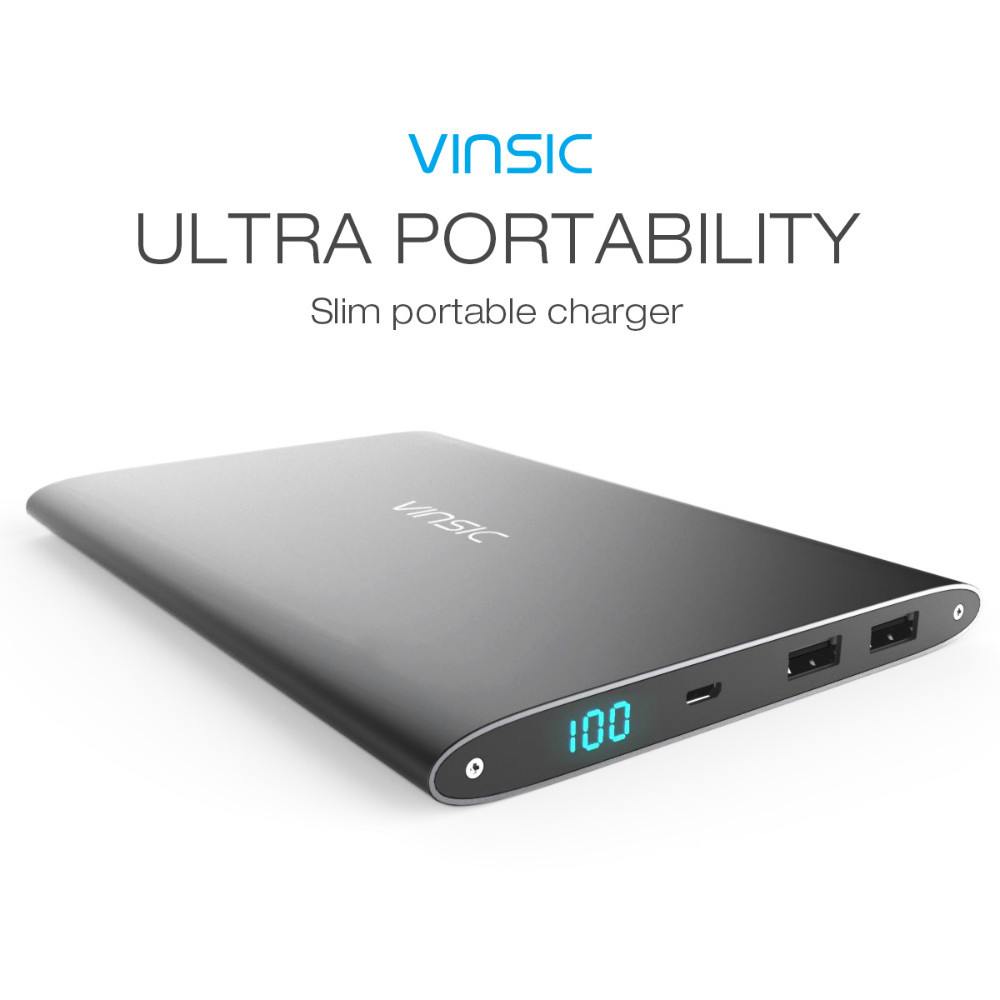 VINSIC Ultra Slim 20000mAh Alien Power Bank Dual USB 2 1A 1A External Battery Charger for