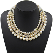 New Women Statement Necklaces 2014 NewNoble Temperament Short Chains of Multilayer Pearl Necklace & Pendant Jewelry Accessories