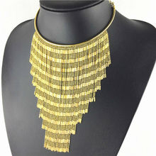 Fashion Chokers long gold tassel necklaces women long Tassel chain pendants statement necklace vintage collar women