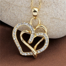 New design fashion golden & silver heart pendant romantic long gold chain necklace for women as Valentine’s Day gift