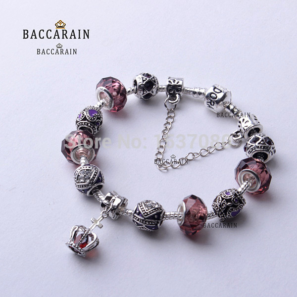 2015 Holiday gifts Jewelry Charm brown Crown bead Fit Pandora Bracelets for womens Queen Crown Style