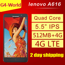 New lenovo A616 MT6732m quad core 1.3GHz 512MB RAM 4GB ROM dual sim 4G mobile phone 5.5 inch capacitive screen 5MP cell phones