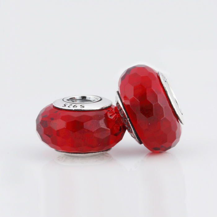 Authentic 925 Sterling Silver Red Faceted Murano Glass Beads Fit Pandora Bracelets Fascinating Diy 2014 Charm