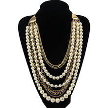 Fashion Long Multilayer Pearl Necklace Pendant Women Accessories Statement Necklace Choker Charm Girl Chain Party Jewelry