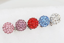 2015 Fashion Shamballah Jewelry Silver Rhinestone Crystal 8MM Shambhala Beads stud earrings mix colorful
