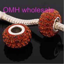 OMH wholesale 2pcs 15 9mm 925 Silver crystal Beads Charms suit for Fashion Bracelet Necklace Pandora