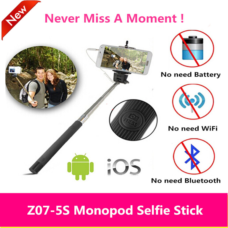 Z07 5S Extendable Self Selfie Stick Handheld Monopod Camera Tripods Black Mobile Phone Holders Stands For